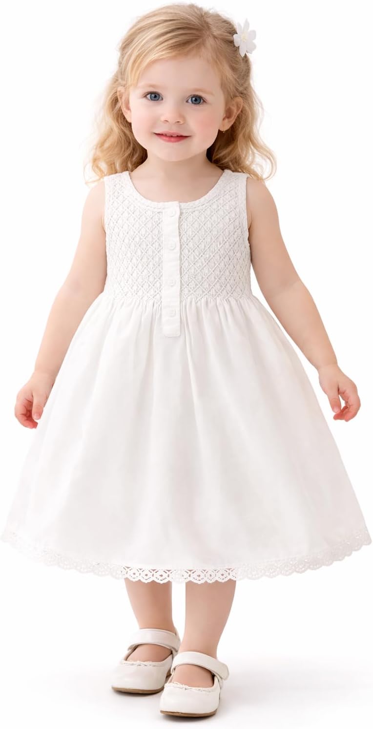 stylesilove Handmade Girls' Embroidered Night Dress White, Age 2-9