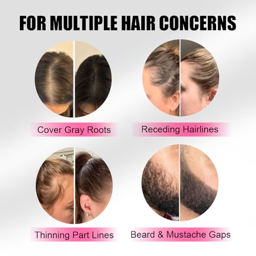 Adglamful Root Touch up Powder with Brush, Hairline Powder for Thinning Areas, Instantly Gray Hair Coverage, Water & Sweat Resistant, Hair Loss Concealer for Women & Men, Black, 12g/0.42oz