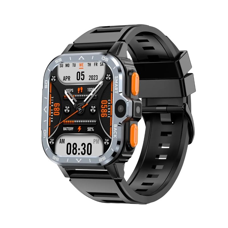 JINSHANGZI Reloj inteligente PGD Android 2025 para hombre, GPS 32G/64G ROM, almacenamiento HD, cámara dual, NFC, 2G, 4G, tarjeta SIM, WiFi, acceso rápido a Internet inalámbrico (negro, 2G RAM y 32G