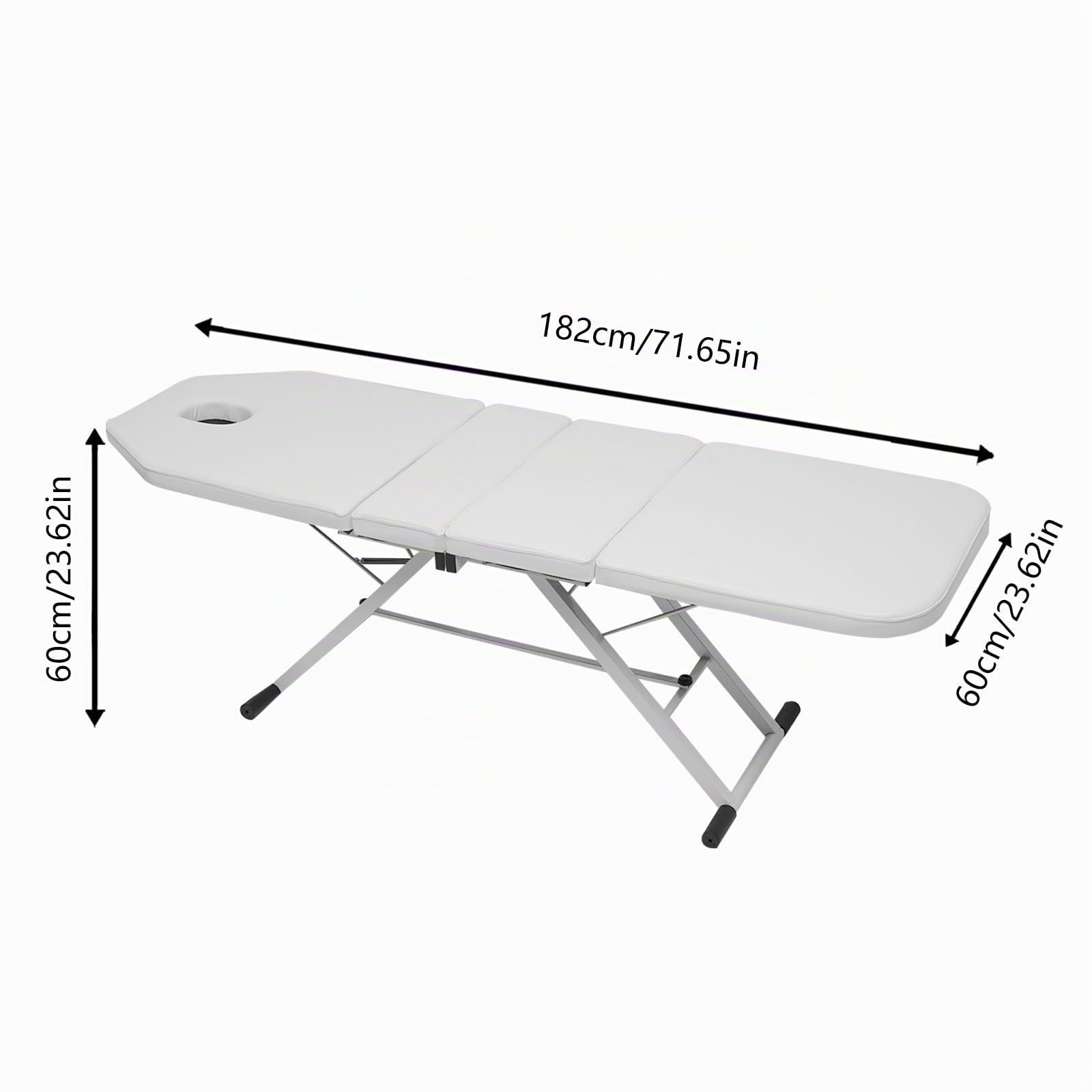 Tavolo massaggiante portatile pieghevole a 3 zone, in pvc salon, colore bianco, lettino da massaggio, regolabile in altezza con poggiatesta, poggiapolsi pieghevole, per fisioterapia, lettino da