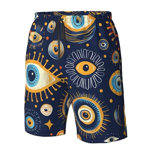 Evil Eye Symbols Dark Blue Unique Vintage Men's Quick Dry Swim Trunks Surfing Beach Mesh Board Shorts 5