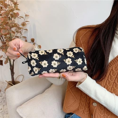 Image of Pencil Case Pen Case Office College School Storage Bag Pouch Holder Box Organizer Makeup Pouch Cosmetic Bag Aesthetic floral flower Cute Pencil Case for Girls Boys Kids (Black plum blossom)