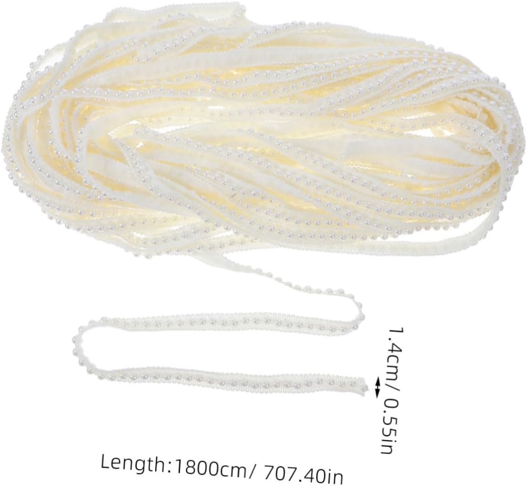 Faux Pearls Lace Ribbon Beaded Fringe Trim for DIY Sewing Crafts