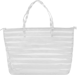 شنطة كتف مخططة للنساء من هوسا - ابيض، المقاس: L:37*W:50