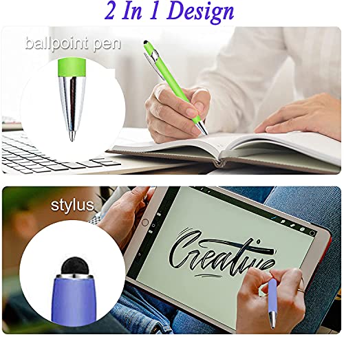 Xccj 15 Pieces Ballpoint Pens With Stylus Tip, Metal Pen Stylus For Touch Screens, Black Ink Ballpoint Pen Colorful For Office School Stationery Supplies #TOP1