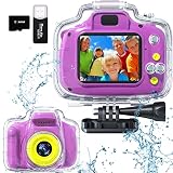 FKATEEN Kids Camera Waterproof Underwater Camera for 3-12 Year Old Boys Girls 2 Inch IPS Screen 1080