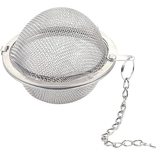 MeeTo Mini Tea Filter Ball, Stainless Steel Round Net Design Tea Mesh Infuser Strainer, Tea Diffuser with Extended Chain Hook for Loose Leaf Tea and Spices Kitchen Tool (1)