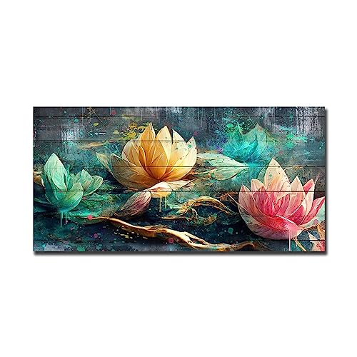 Peinture sur toile motif fleur de lotus graffiti affiche salon 50x100 cm