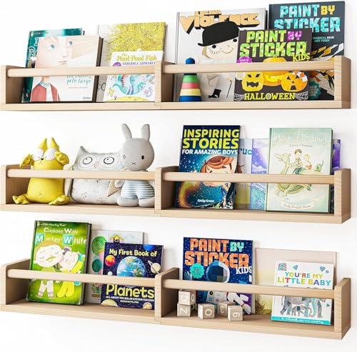 DxZephious Nursery Bookshelves,80 cm Floating Bookshelves for Wall Set of 3, Wood Wall Mounted Floating Shelves for Baby Nursery Decor and Toys Storage