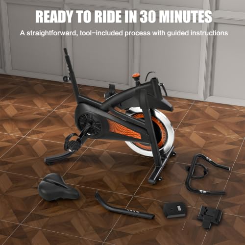 Image of Exercise Bike Indoor Stationary Bike with Bluetooth Cycling Bicycle for Home Gym 300 lbs Weight Capacity Adjustable Seat /Handlebar for Office Cardio Workout