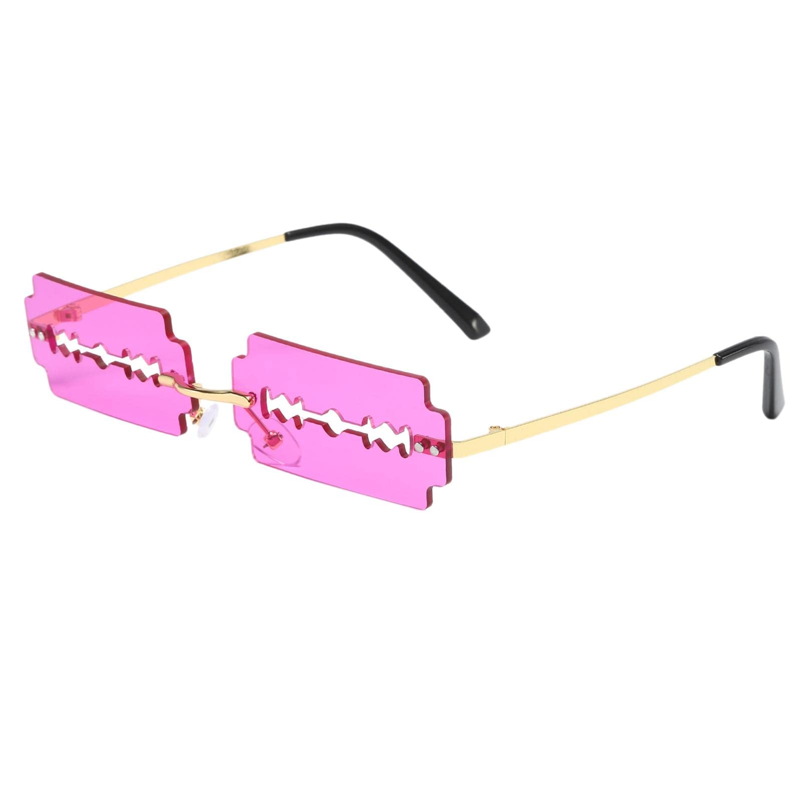 ZOOMELLA Razor Blade Shaped Sunglasses Rectangular for Shopping Party Golden Purple|Sunglasses|Clothing, Shoes & Accessories-picture-49