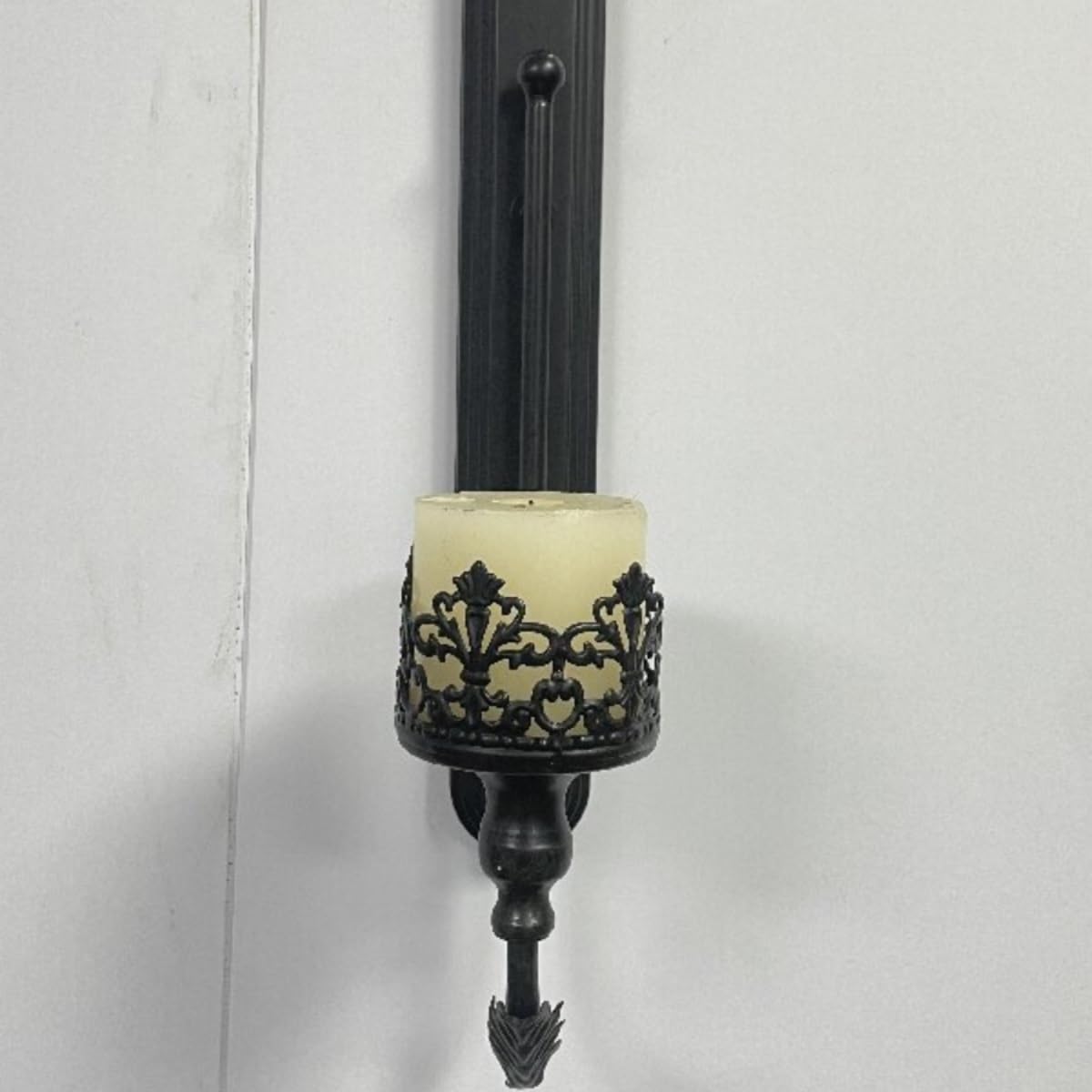 Tischkerzenhalter Vintage Schwarz Wandmontage Kerzenständer Innen Wanddekoration Eleganter Kerzenhalter für Zuhause