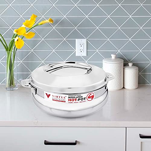 Image of Casserole Stainless Steel Insulated 1500 ml Bella series Double wall for Serving cooked food and storing Hot food | Thermoware HOT and COLD for long hour for Home Canteen Picnic use