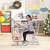 Real Relax Height Adjustable Desk and Chair, Childs School Student Sturdy Table Grey #4