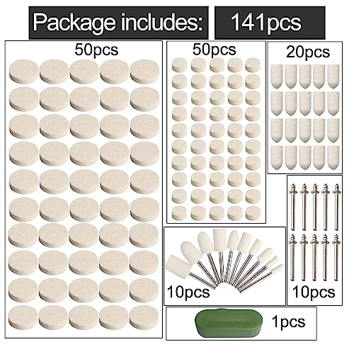 141Pcs Abrasive Wheel Buffing Polishing Wheel Set,Rotary Tool Accessories Kit, Wool Felt Pad For Metal Glass Stone Polishing #TOP5