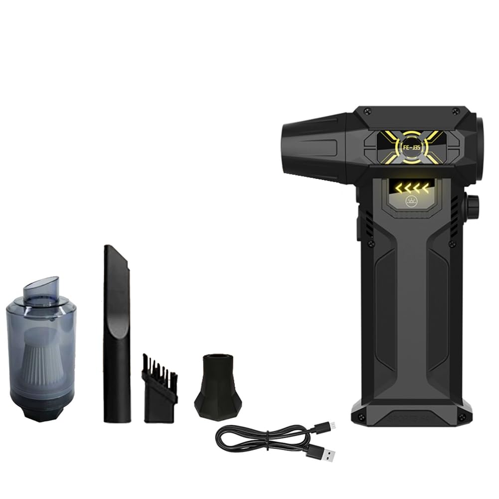 Hndhbfgrt LED Light& 4-Speed Adjustment Compressed Air Duster 130000RPM Electric Air Blower Rechargeable Battery Fast-Charging
