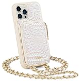 LAMEEKU Glitter Wallet Case for iPhone 12 Pro Max, Crossbody Card Holder & RFID Blocking Zipper, 6.7