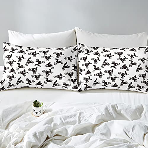 Loussiesd Motocross Rider Bedding Set for Kids Boys Child Extreme Sports Motorcycle Bedding Dirt Bike Motorbike Duvet Cover Boy Bedding Single 2Pcs - Image 4