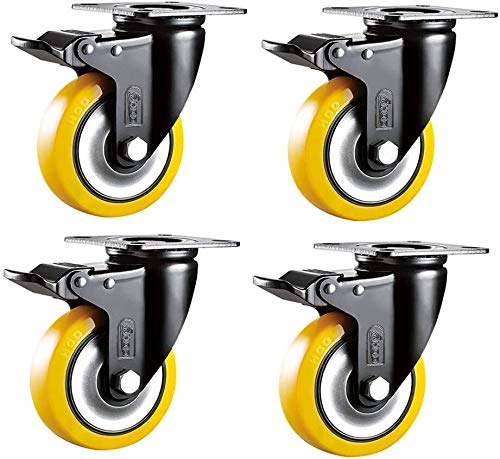 Roulettes de meubles industrielles pivotantes 150 mm charge lourde jaune