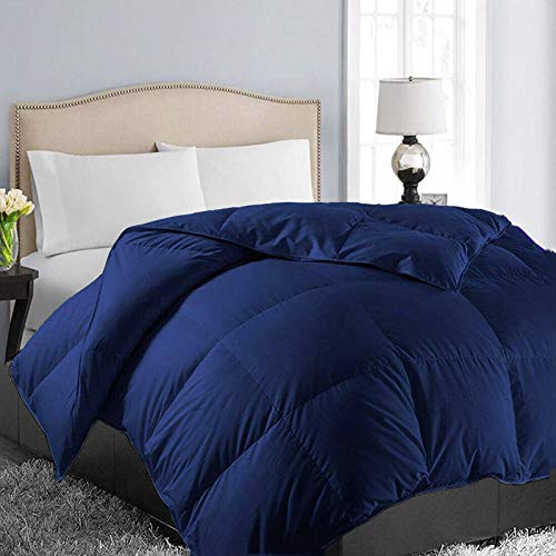 EASELAND All Season King Size Soft Quilted Down Alternative Comforter Reversible Duvet Insert with Corner Tabs,Winter Summer Warm Fluffy,Navy,90x102 inches
