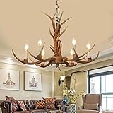 MONIPA Retro Antler Chandelier Deer Horn Pendant Hanging Light Fixture Ceiling Lamp for Countryside
