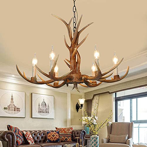 Monipa Retro Antler Chandelier Deer Horn Pendant Hanging Light Fixture Ceiling Lamp For Countryside Christmas Eve Bar Cafe Party Villas Restaurant Kitchen Diningroom Living Room #TOP1