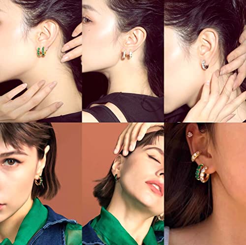 5 Pairs Gold Simulated Diamond Hoop Earrings Set For Women Hypoallergenic 14K Gold Plated Hoop Earrings Multipack Small Huggie Hoop Earrings With Aaa Cubic Zirconia Chunky Hoop Earrings Big Twisted Hoop Earrings Large Open Hoop Earrings For Teen Girl #TOP19
