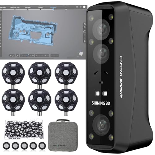 Shining3D [ Einstar Rockit Wireless Laser 3D Scanner ] with Scanning Software, 38 Laser Lines, 7 Parallel Laser Lines, 0.05mm HDR for Reverse Engineering, Manufacturing and Art