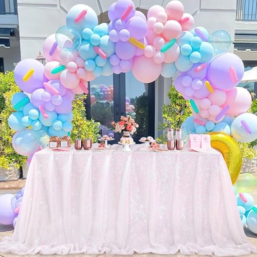 Nappe anniversaire blanc irisé 228x335 cm décoration table