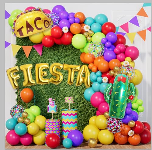Fiesta Balloon Arch Kit 154pcs - Cinco De Mayo Taco Party Supplies, Canticos Birthday Decorations with Cactus, Llama Foil Balloons, Garland for Taco Tuesday & Mexican Fiesta Theme Parties - Thumbnail 5