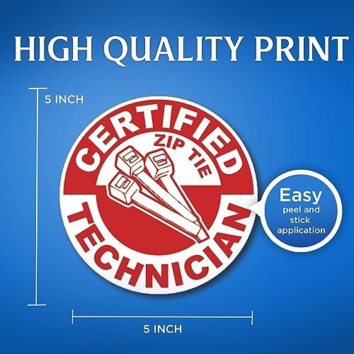 Image of (3 Pack) Zip Tie Certified Sticker - Zip-Tie Technician - Funny Stickers for Hardhat, Toolbox, Mechanic - 5 inch On Longest Side - Sticks to Any Smooth Flat Surface - Fun Gag Gift Warehouse - Premium