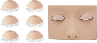 Lash Mannequin Head with Replaced Eyelids Makeup for Training Head Removable Realistic Eyelids Eyelash Replaced Eyelids Soft-Touch Rubbe (1 +3 Pairs Replaced Eyelids)