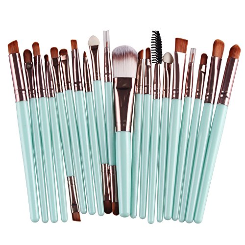CINIDY 20 pcs Makeup Brush Set tools Make-up Toiletry Kit Wool Make Up Brush Set (Silver)