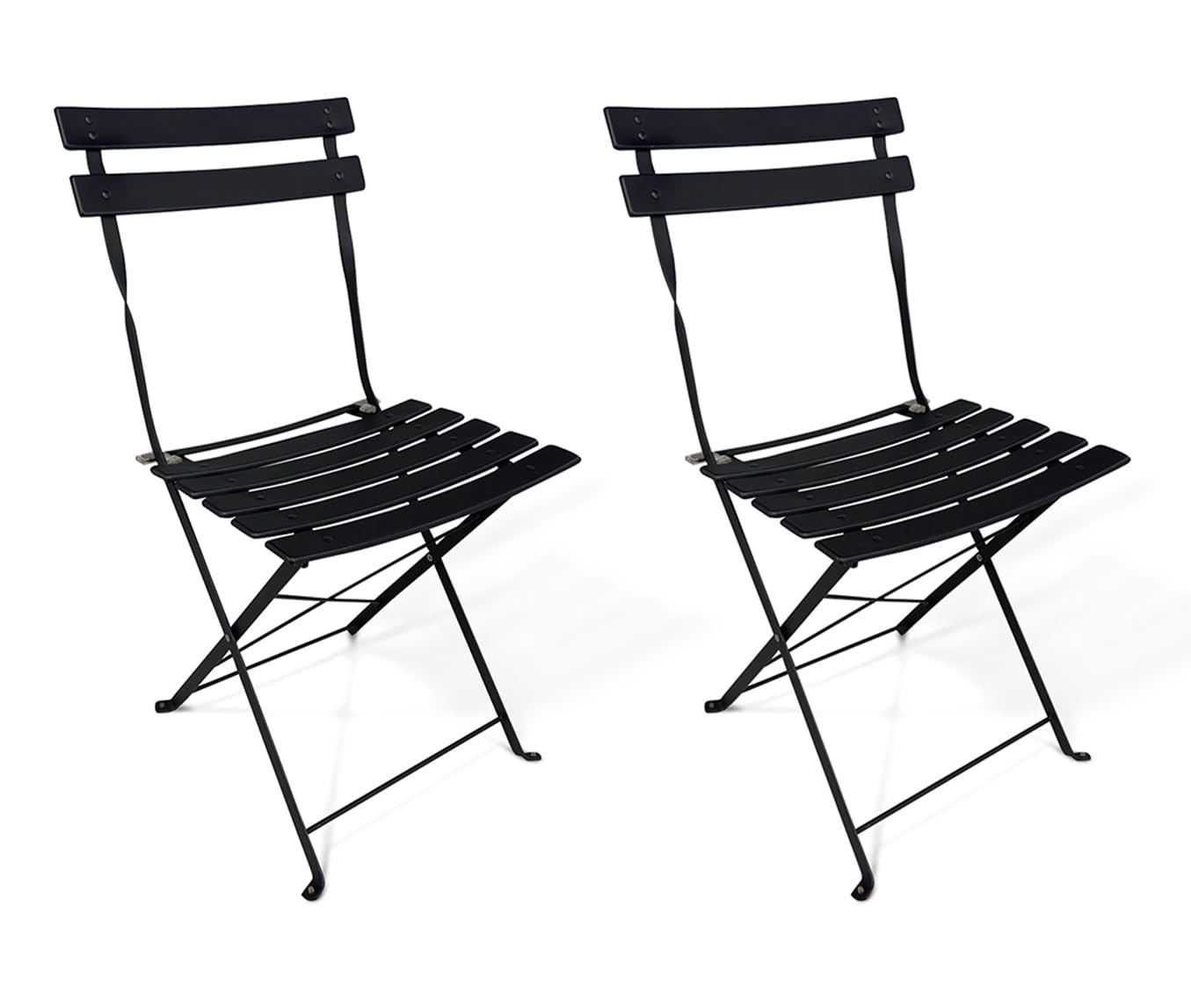 SAMIRA Sedia pieghevole da giardino in metallo nero, sedia richiudibile mod. Amalfi (Nero, 2 pz)
