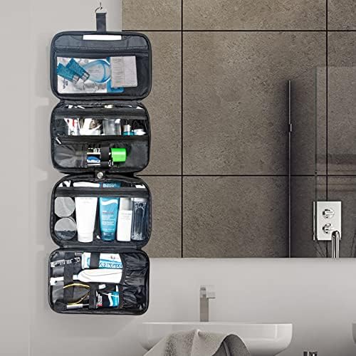 BAGSPRITE Hanging Water-resistant Toiletry Travel Bag for Men, Extra Large Cosmetic and Bathroom Shaving Bag, Makeup Case for Travel Accessories, Toiletries Organizer Kit Shaving Accessories 6 BAGSPRITE Hanging Water-resistant Toiletry Travel Bag for Men, Extra Large Cosmetic and Bathroom Shaving Bag, Makeup Case for Travel Accessories, Toiletries Organizer Kit Shaving Accessories