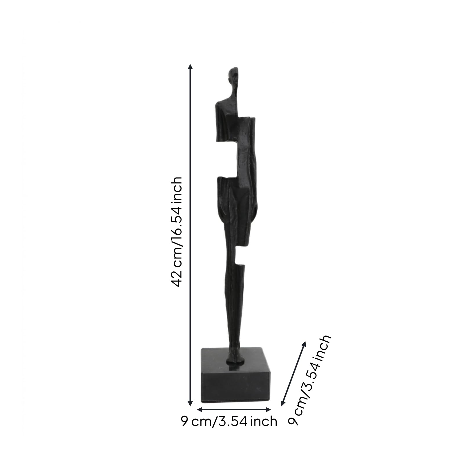 Escultura Humana Decoración Estatua Figura Ornamento de Aleación Negra de Estilo Moderno con Pedestal Robusto Adecuada para Sala Comedor Recibidor Consola Escritorio