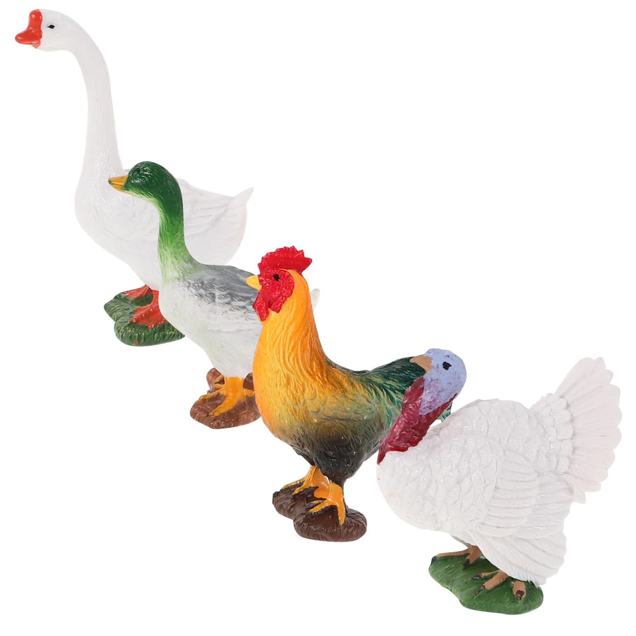 Abaodam Miniature Farm Animal Models Set 4Pcs Realistic Chicken Duck Goose Figurines for Educational Play Table Decoration Portable Plastic Poultry Statues