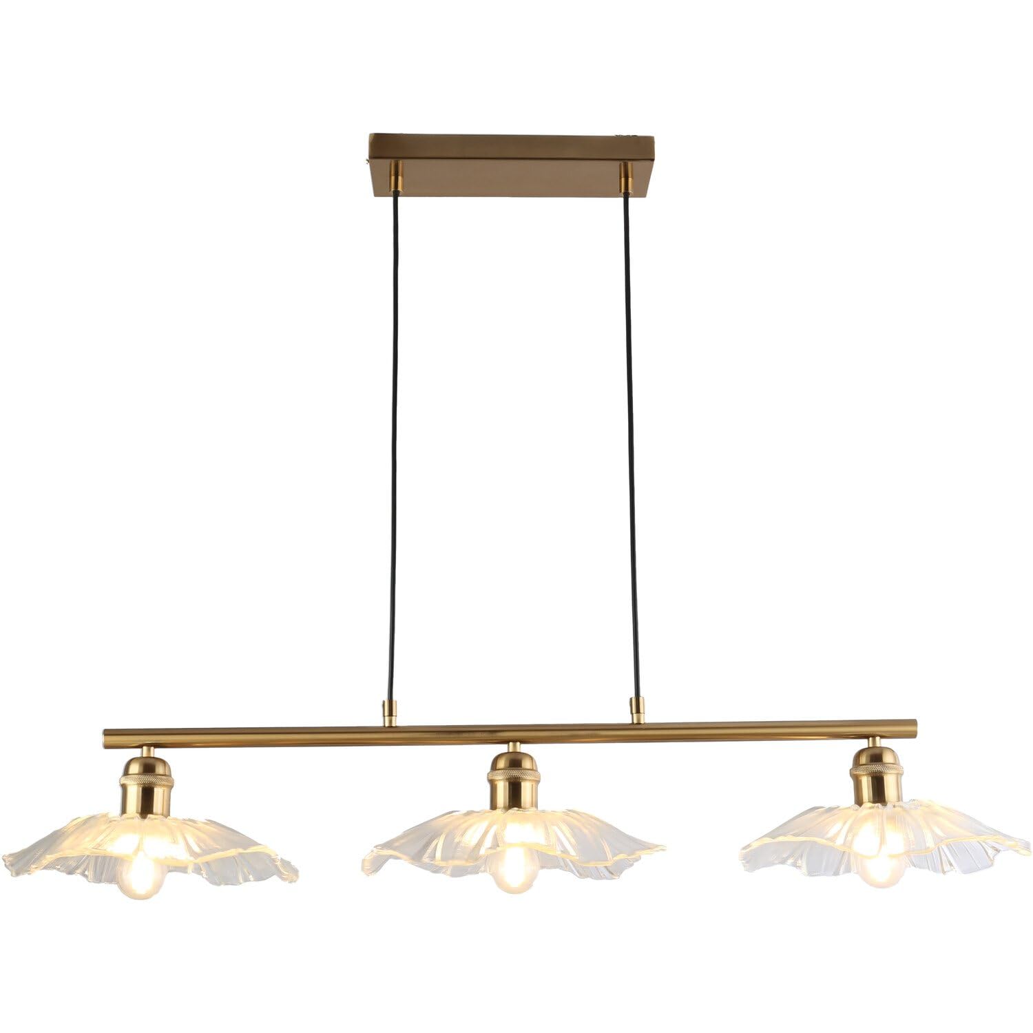 wilko 3 Light Flower Ceiling Fitting, Champagne, 95 x 28 x 70cm, Glass, Metal, 10W Max, Edison Screw/ES, Bulb Not Included, Modern Design