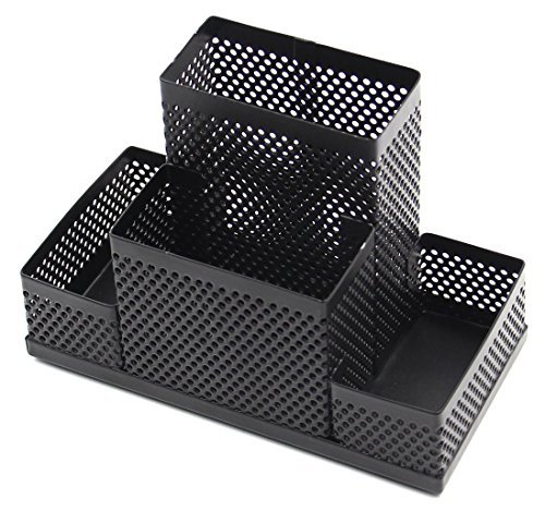 PiePieB Students Office Desk Mesh Style 4 Compartments Metal Pen Holder Office Desk Organizers