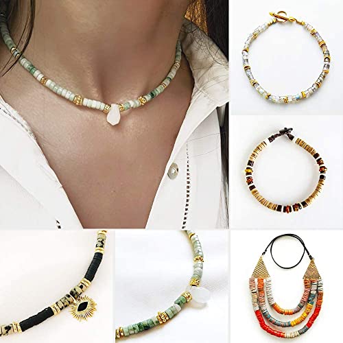 200Pcs Strand 4Mm Polymer Clay Beads Black Environmental Flat Round Disc Spacer African Heishi Beads Strand For Jewelry Making Bohemia Rainbow Bracelets Necklaces Earrings Hole 4Mm X 2Mm #TOP4