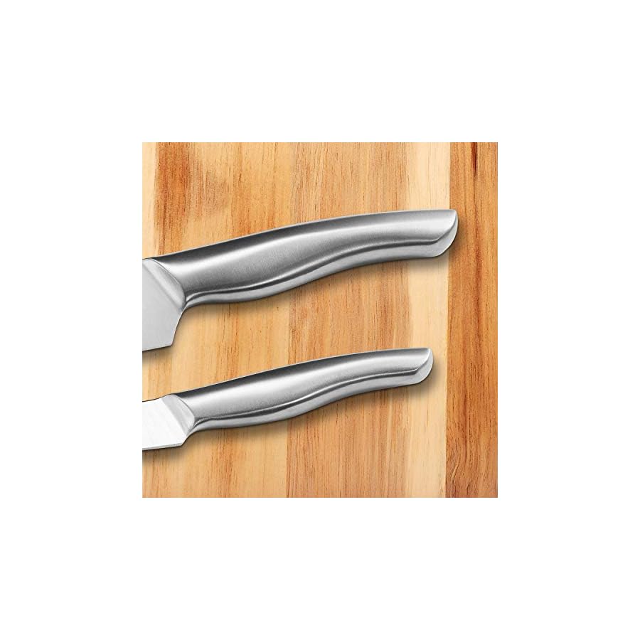 Hecef-6-Piece-Kitchen-Knife-Block-SetAll-Metal-Construction-Hollow-Handle-Tapper-Ground-Knives-Double-Sided-Magnet-Wood-Knife-Block Hecef 6 Piece Kitchen Knife Block Set,All Metal Construction Hollow Handle Tapper Ground Knives Double Sided Magnet Wood Stand