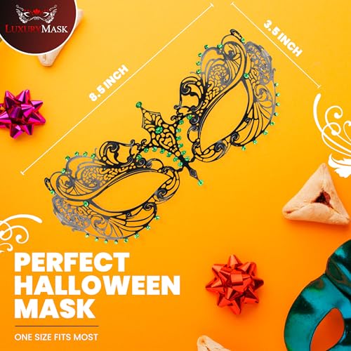 Image of Masquerade Mask for Women with Rhinestones - Elegant Metal Half Face Mask for Masquerade Parties, Mardi Gras, & Themed Events