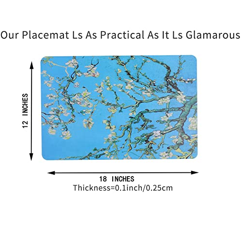 Faux Leather Placemats Indoor Set Of 6 Wipeable Green Van Gogh Place Mat Reversible Heat Resistant Table Mats Waterproof Patio Placemats Non Slip Anti Oil Decorate For Dining Table #TOP3