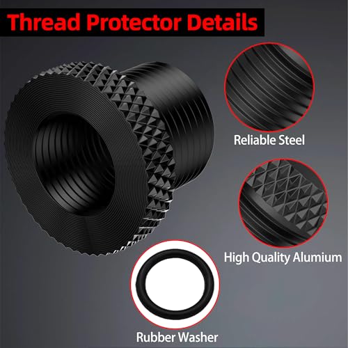 TFFUAM Protetor de Rosca 1/2-28 para 5/8-24 Adaptador de Rosca de Aço com Arruela de Borracha Preta