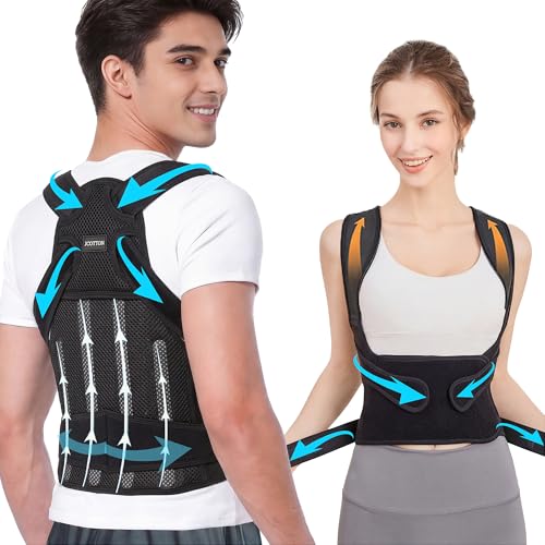 JCOTTON Back Brace Support Posture Corrector for Women & Men:2-in-1 Back Support Lightweight and Flexible Shoulders Straightener for Yoga Office Gym Desk Work Portable Orthosis Relieves Pain