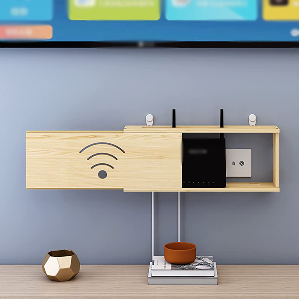 Wi-Fiラック Amazon｜PREGILR ルーター 収納 キャビネット 竹素材 長さ59cm 扉付