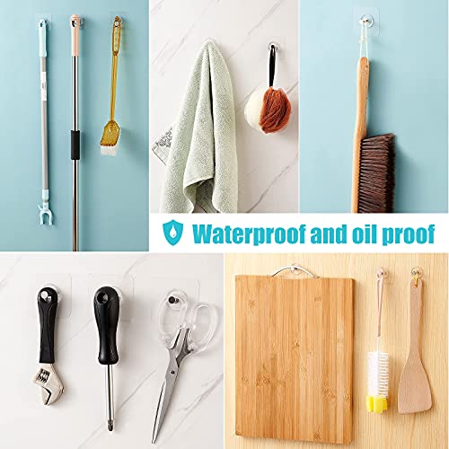 Ginmino Wall Hooks 13.5Lbs(Max) Transparent Reusable Adhesive Hooks, Waterproof And Oilproof, Bathroom Kitchen Wall Hooks Heavy Duty 10 Pack #TOP4