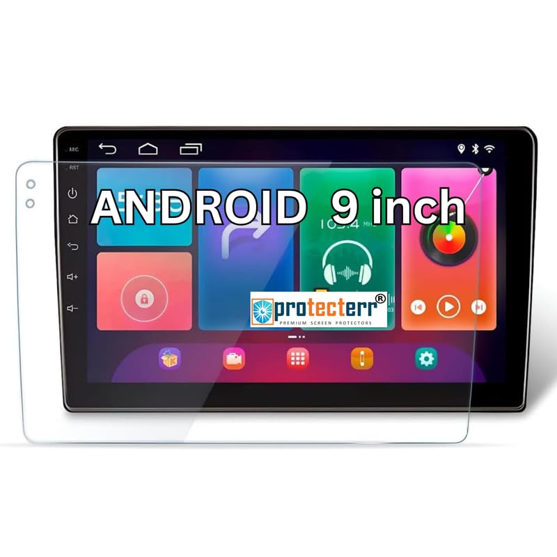 Image of 9 Inch Car Stereo Screen Guard for Android Systems | 9H Tempered Glass Protector for Aftermarket Touch Display, Clear, Anti-Fingerprint, Easy Installation