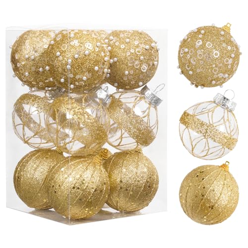12pc-276-Gold-Christmas-Ball-Ornaments-Glitter-Christmas-Ornaments-Sequin-Christmas-Hanging-Balls-Pearls-Christmas-Ornaments-for-Christmas-TreeParty-WeddingHoliday-Decor