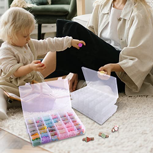 36 Grids Clear Plastic Organizer Box, Jewelry Storage Box With Adjustable Dividers, For Fishing Tackles Jewelry Art Diy Crafts Beads Container 3 Pack. #TOP5